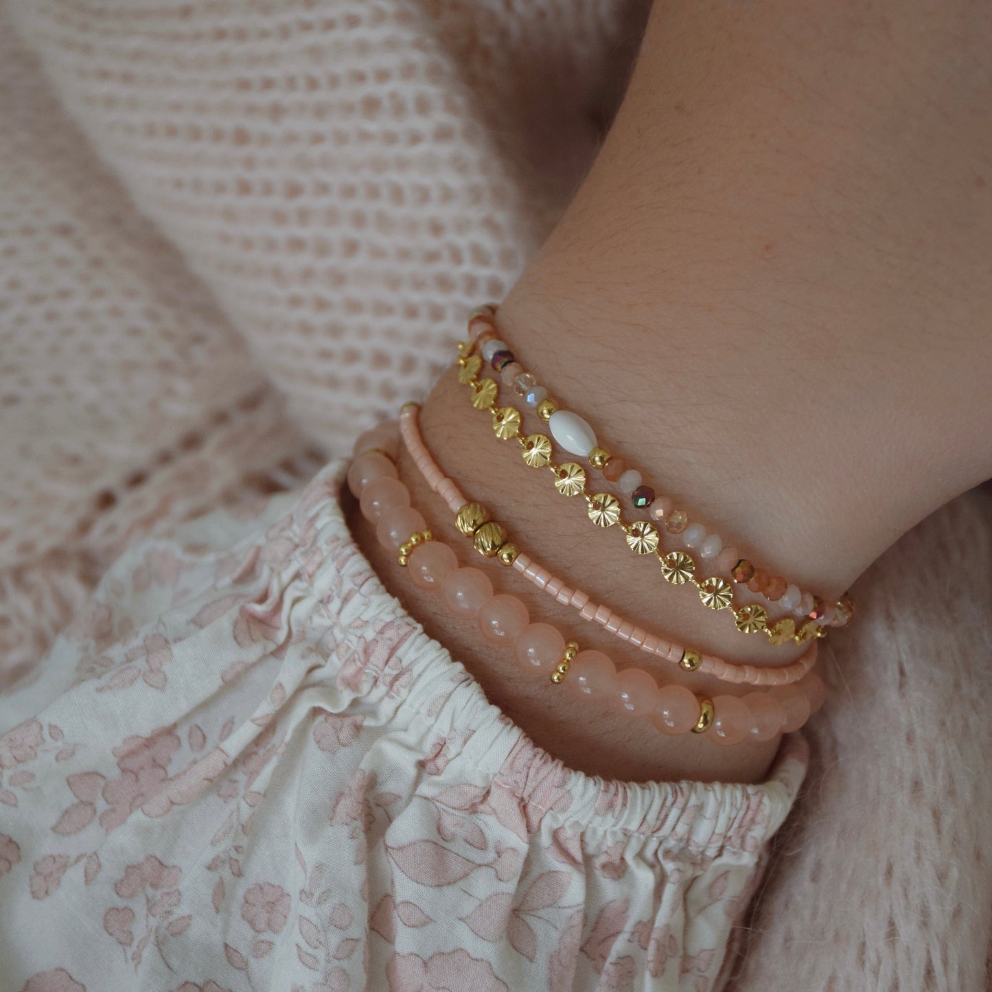 Idée bracelets tendances tons roses poudré - acier inoxydable